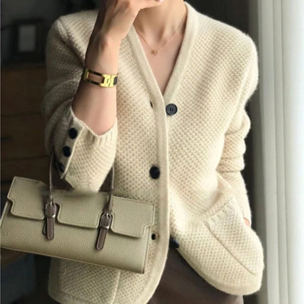 Cardigan Femme en Maille – Col Montant Coupe Décontractée
