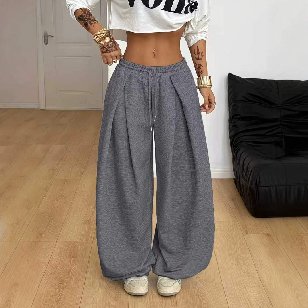 Pantalon Large Plissé Femme Taille Haute – Coupe Décontractée