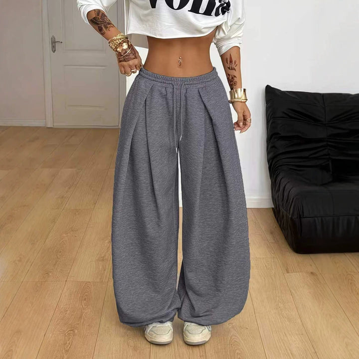 Pantalon Large Plissé Femme Taille Haute – Coupe Décontractée