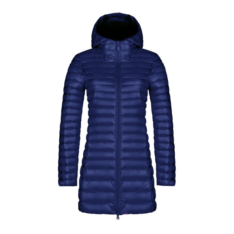 Lang vatteret parka Dame med hætte - let slim fit