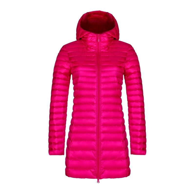Lang vatteret parka Dame med hætte - let slim fit