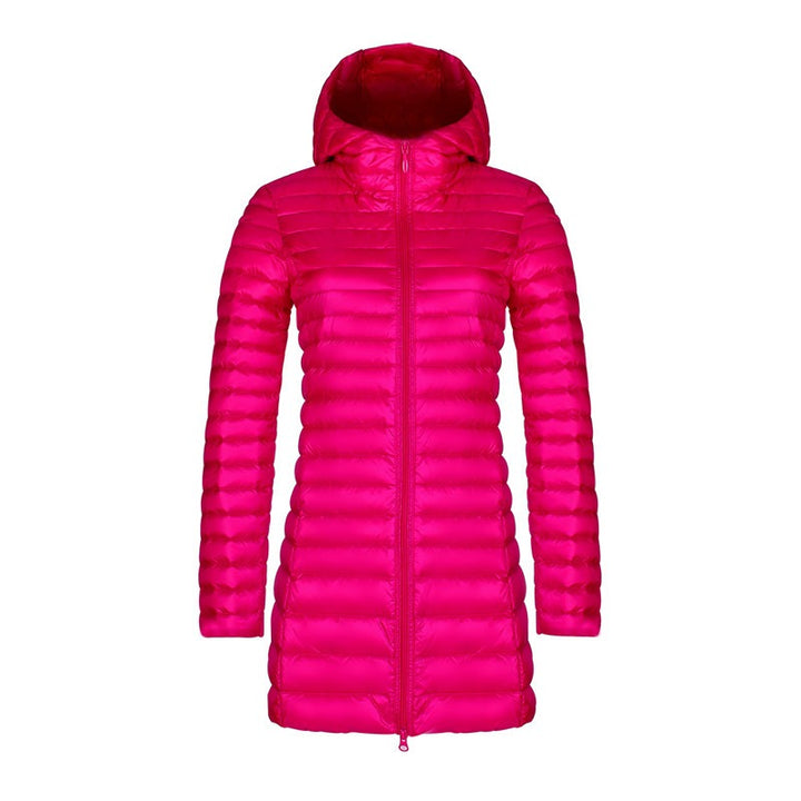 Lang vatteret parka Dame med hætte - let slim fit