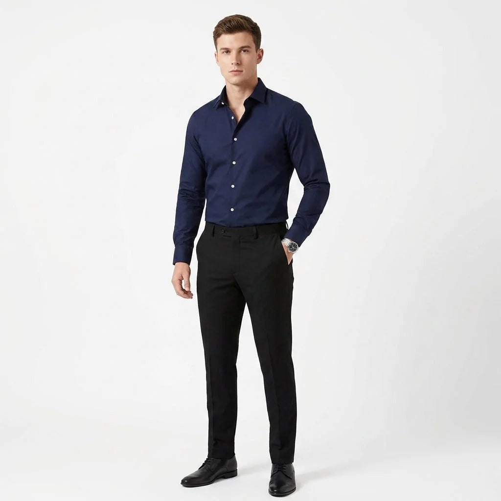 Chemise Homme Classique – Manches Longues Col à Revers