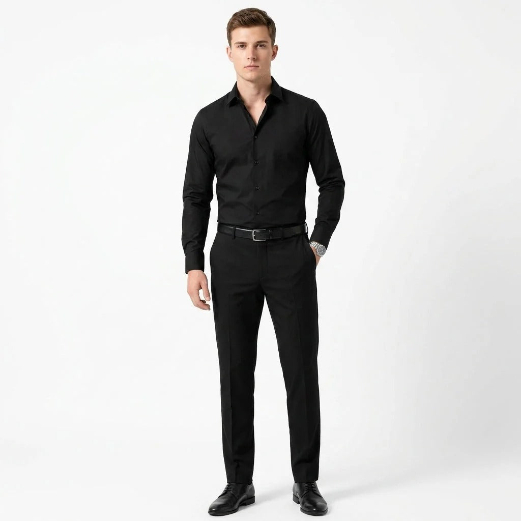 Chemise Homme Classique – Manches Longues Col à Revers