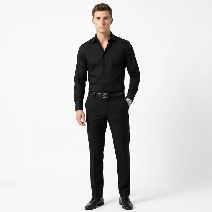 Chemise Homme Classique – Manches Longues Col à Revers