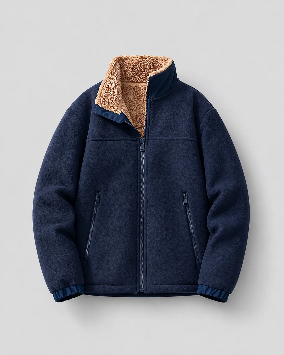Veste Homme en Polaire – Col Montant Doublure Sherpa, Poches Zippées