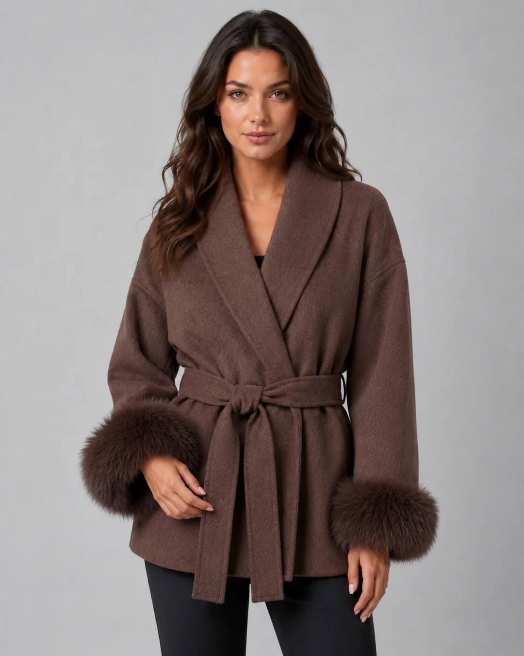 Manteau Femme Laine – Coupe Droite Détail Poche
