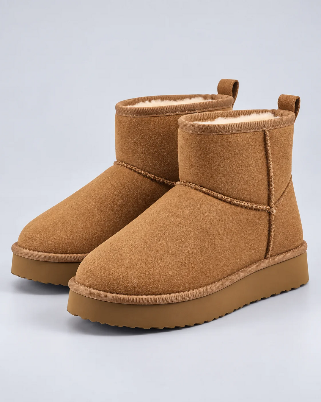 Bottine Femme en Cuir de Vache – Doublure Polaire Plateforme Confort