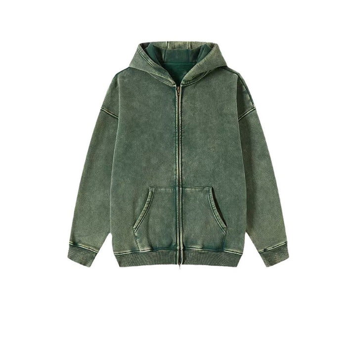 Veste Homme en Coton – Finition Vintage à Capuche Zip Double