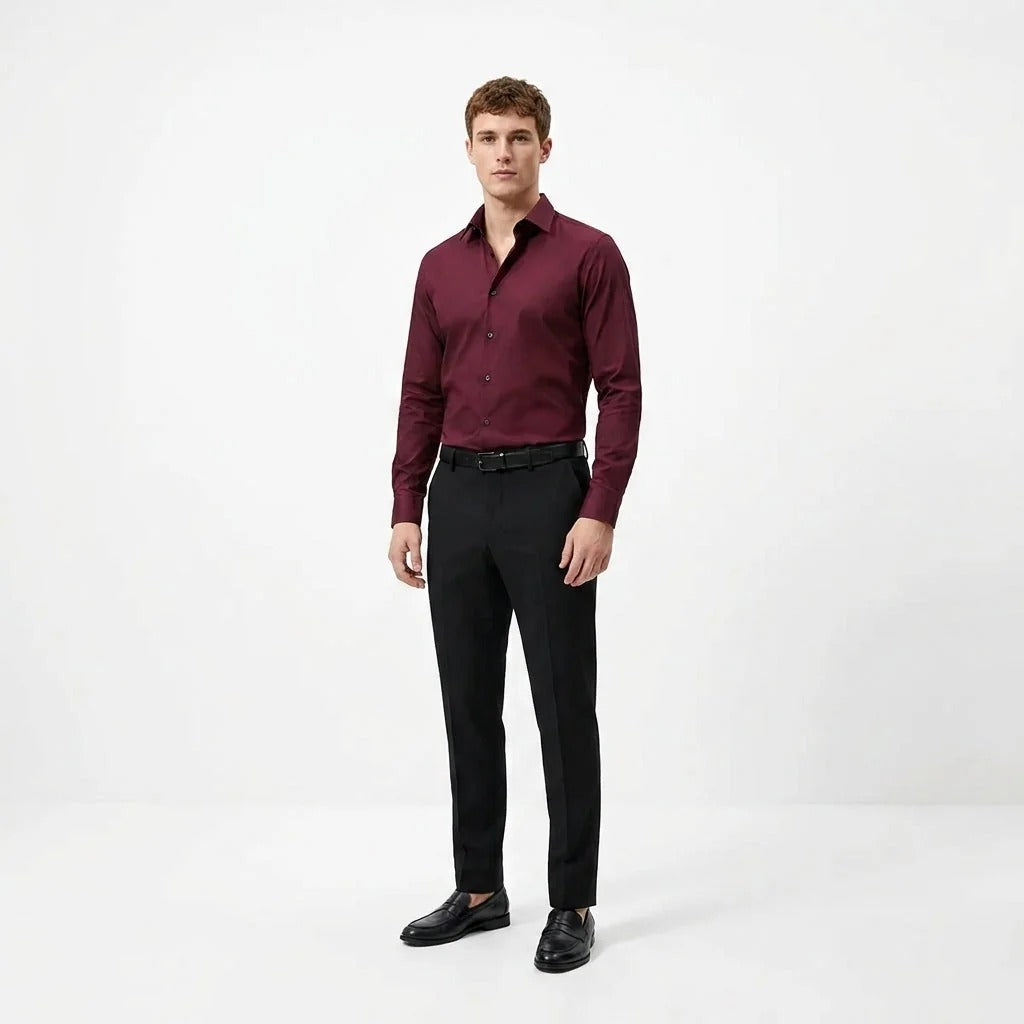 Chemise Homme Classique – Manches Longues Col à Revers