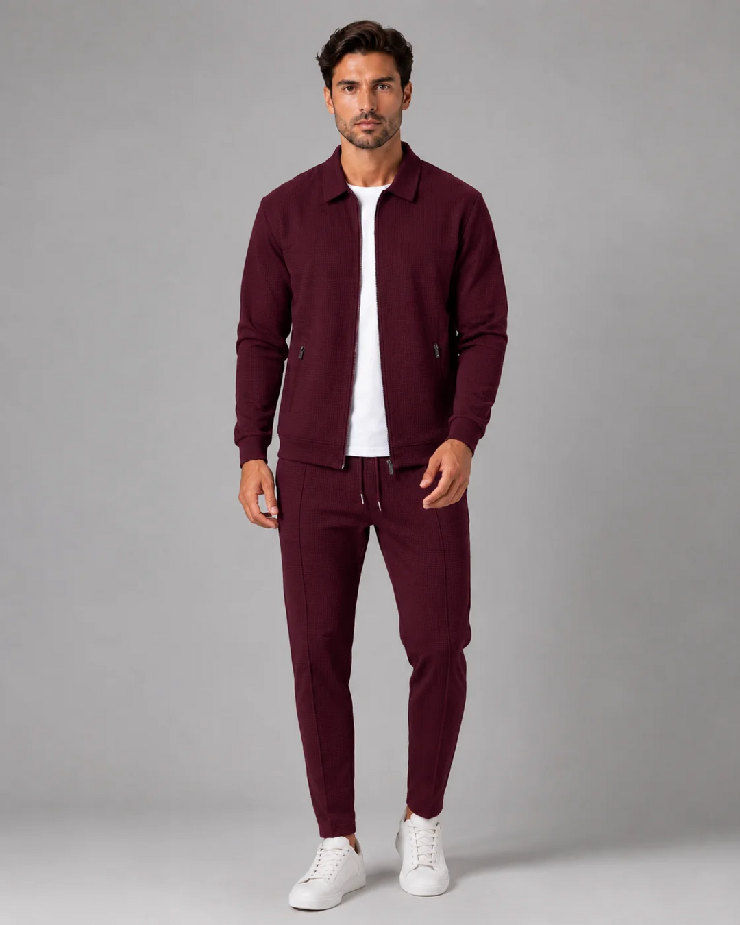 Costume Homme Deux Pièces – Ensemble Tissu Gaufré Coupe Décontractée