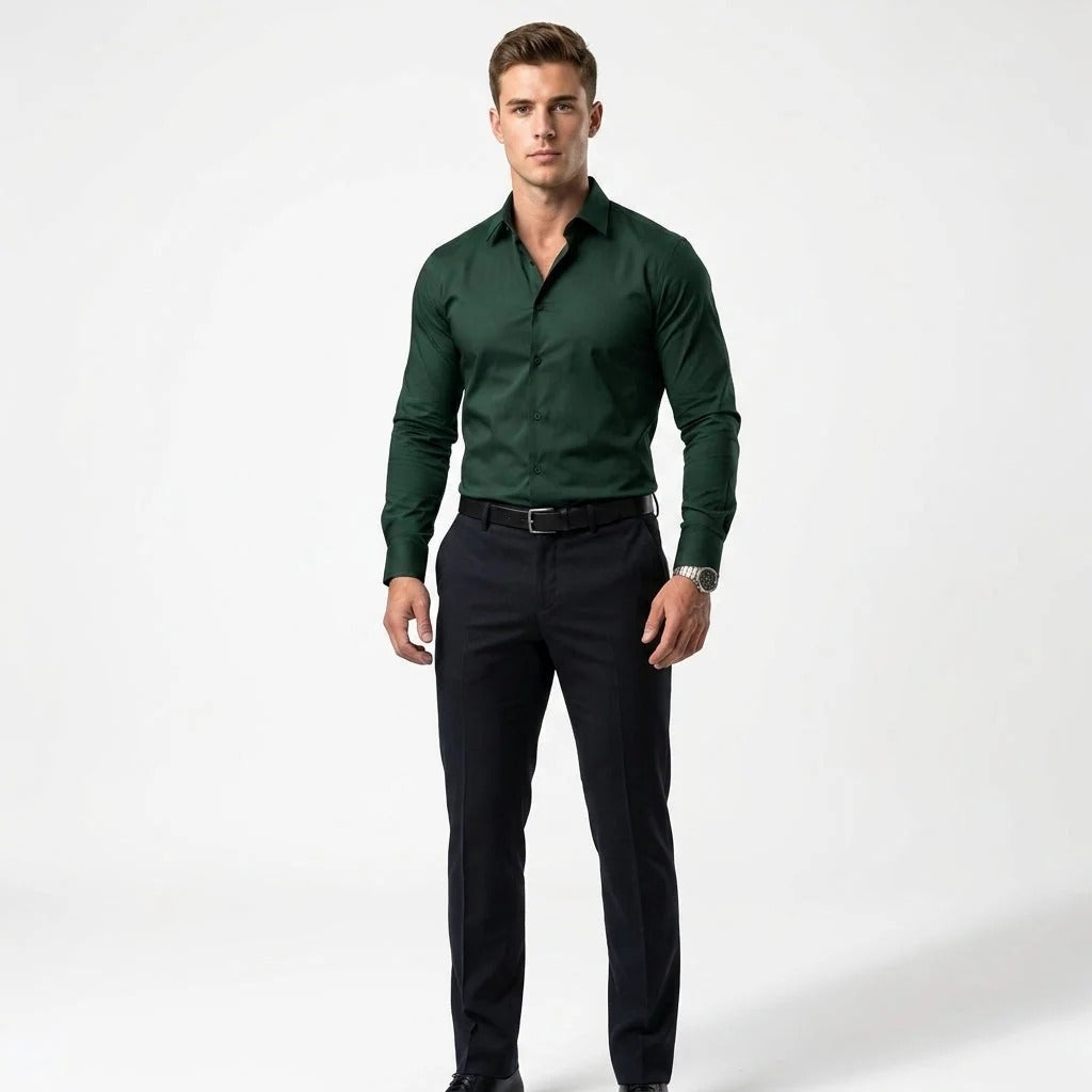 Chemise Homme Classique – Manches Longues Col à Revers
