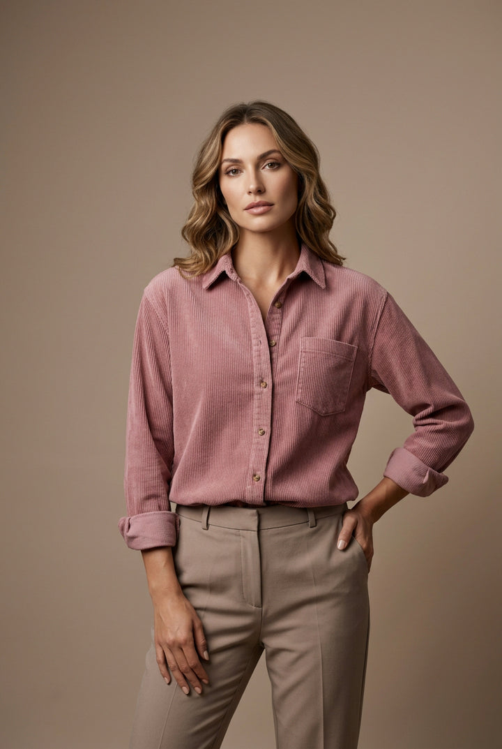Surchemise Femme en Velours Côtelé – Coupe Décontractée à Col Chemise