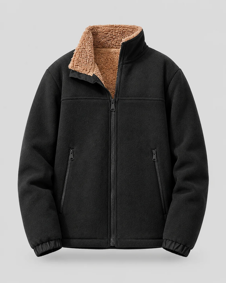 Veste Homme en Polaire – Col Montant Doublure Sherpa, Poches Zippées
