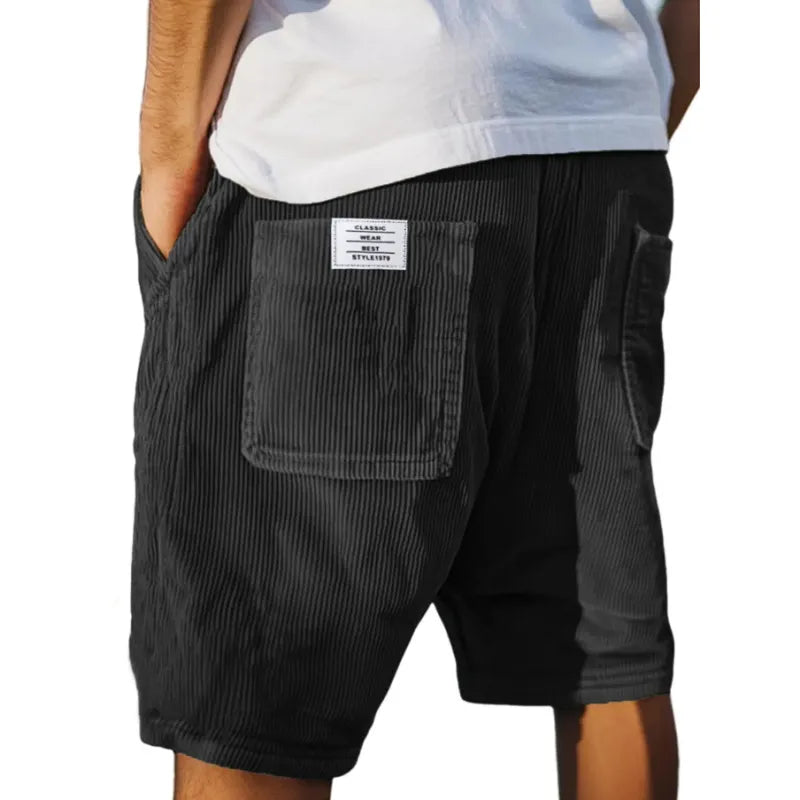 Kurze Cordhose für Herren – Elastischer Bund & praktische Taschen