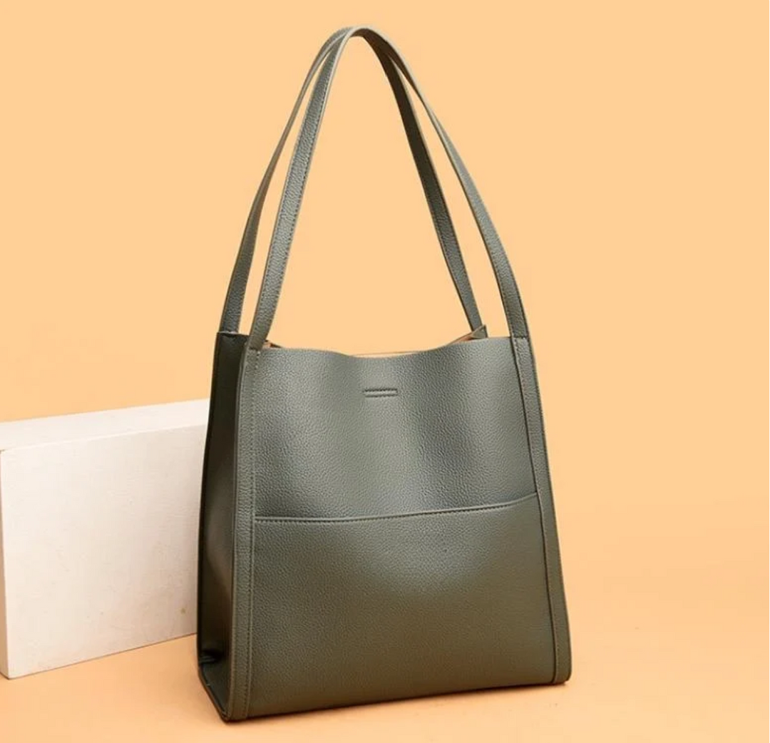 Texturierte Damen-Shopper-Tasche – Doppelte Henkel und stabile Struktur