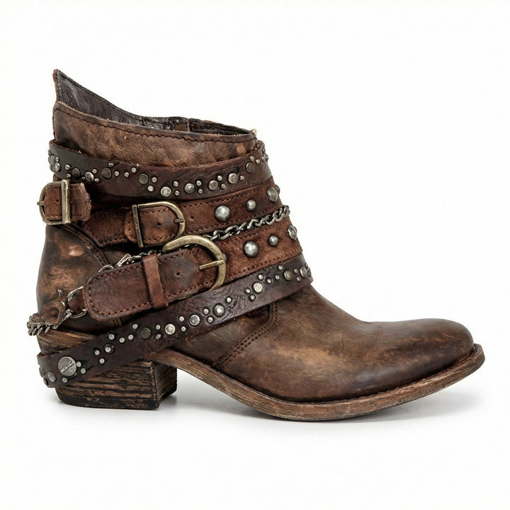 Bottines Femme Vintage à Chaîne – Allure Rétro