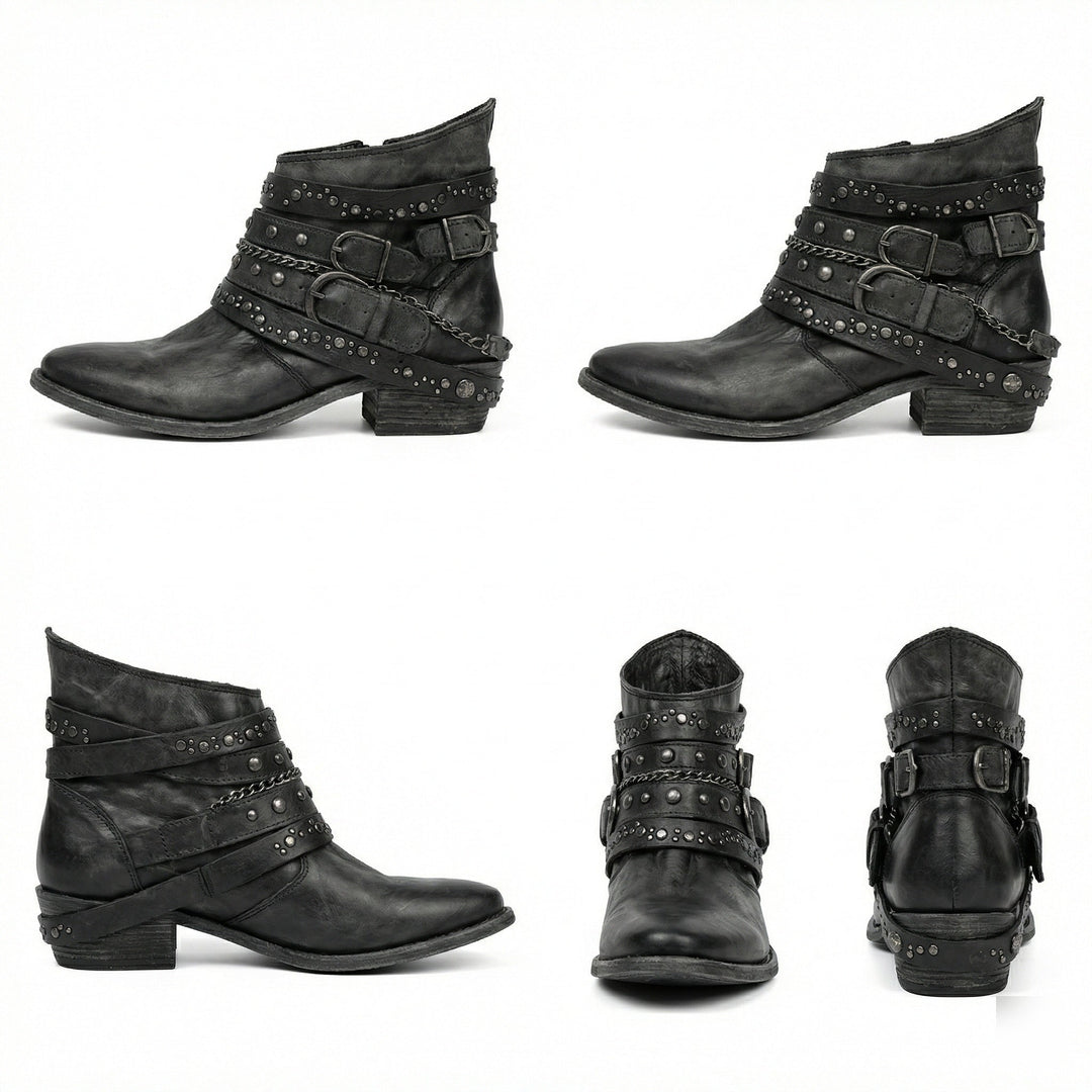 Bottines Femme Vintage à Chaîne – Allure Rétro