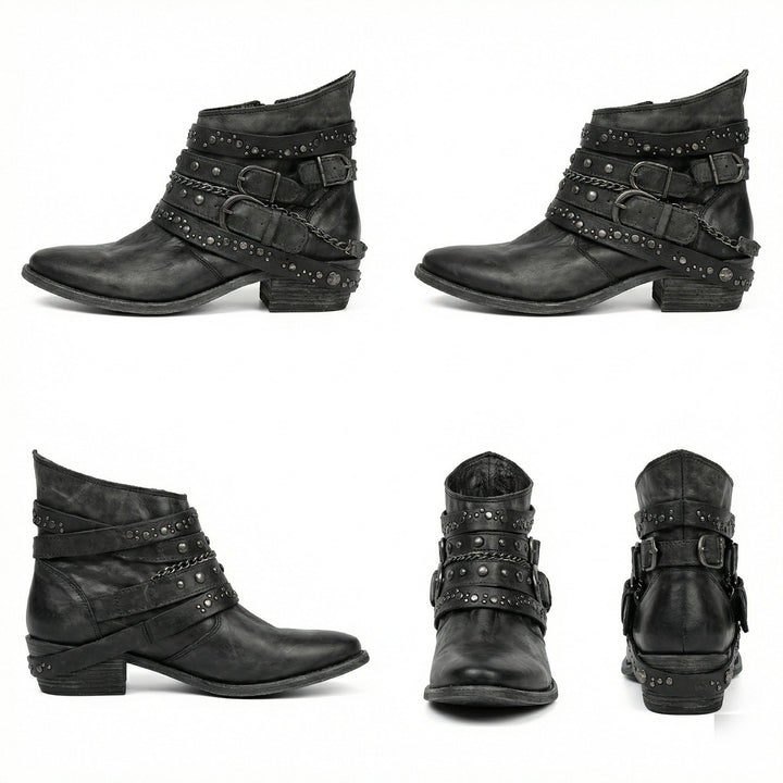 Bottines Femme Vintage à Chaîne – Allure Rétro