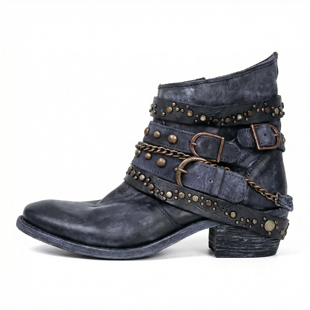 Bottines Femme Vintage à Chaîne – Allure Rétro