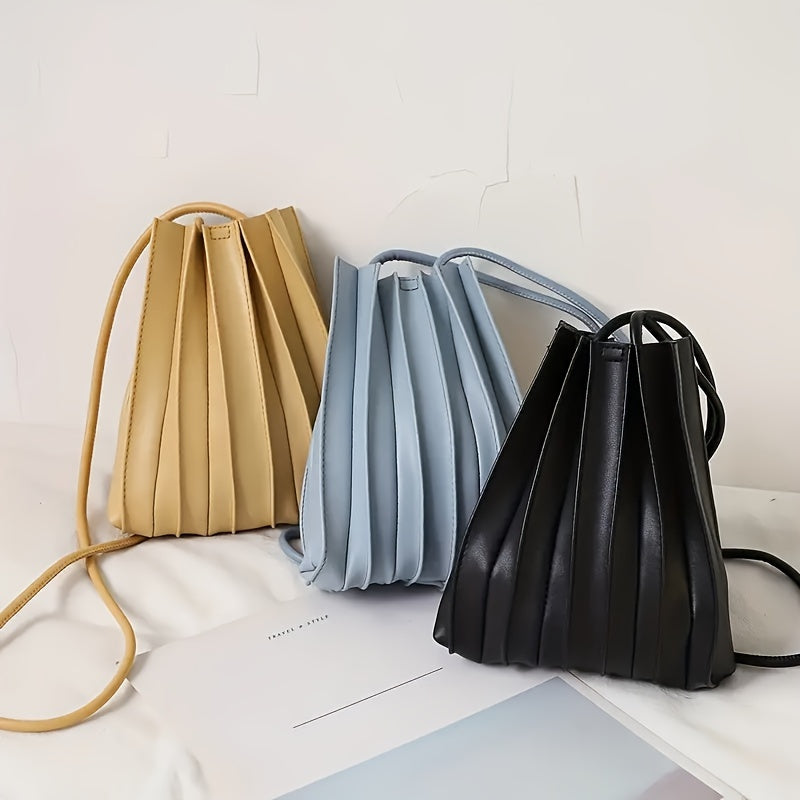 Borsa a tracolla mini plissettata donna in pelle – Design compatto strutturato