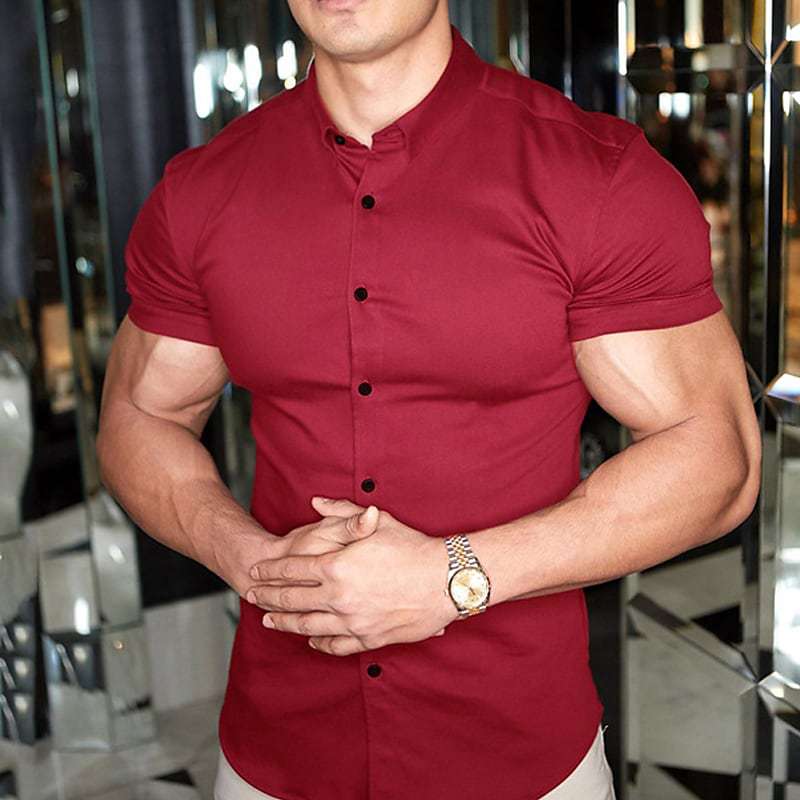 Chemise Homme Manches Courtes Coupe Slim – Col Structuré