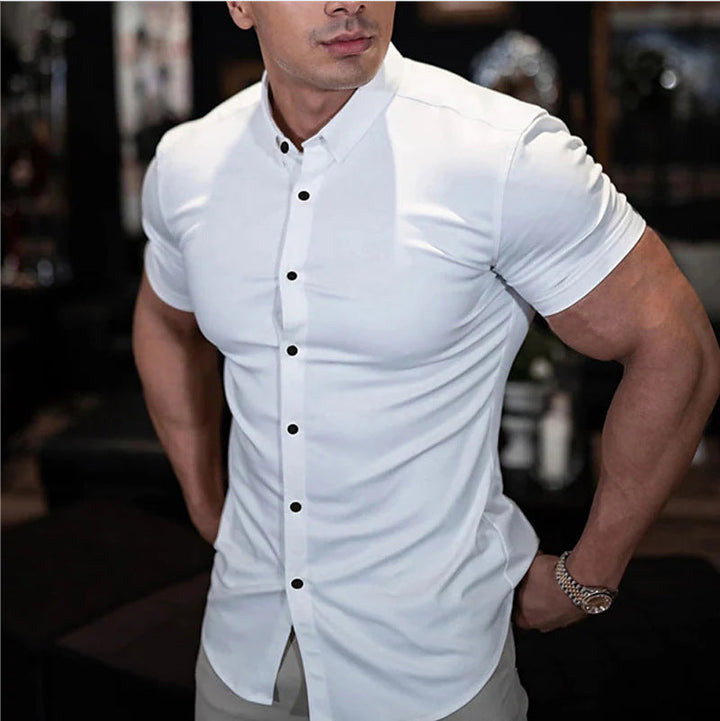Chemise Homme Manches Courtes Coupe Slim – Col Structuré
