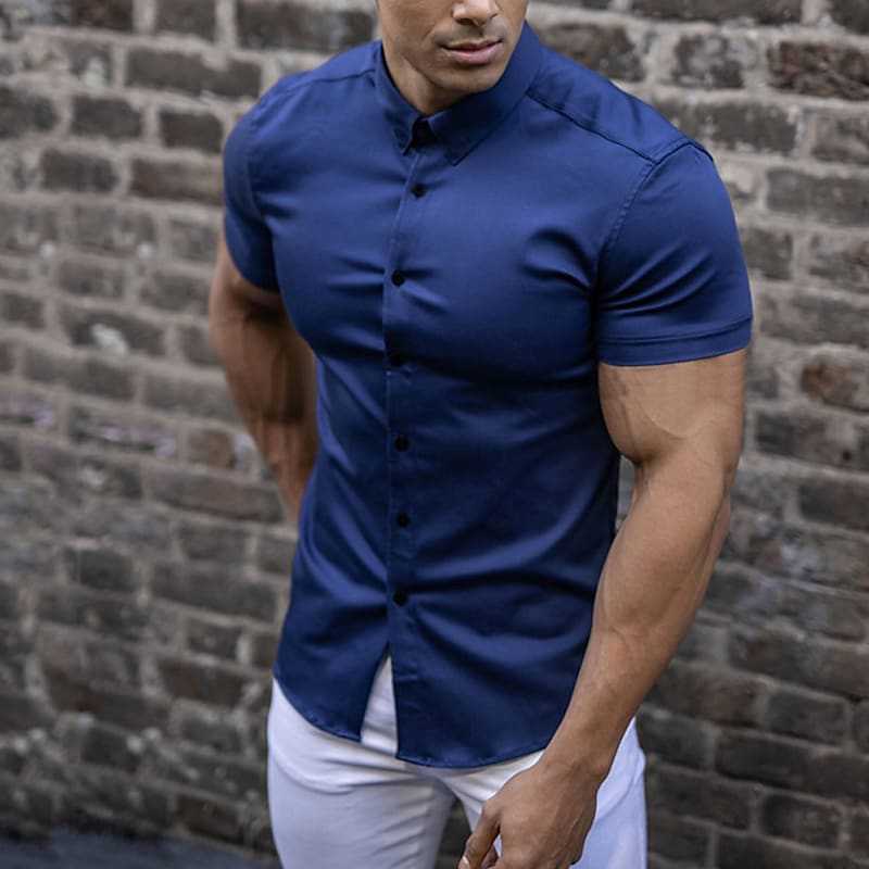 Chemise Homme Manches Courtes Coupe Slim – Col Structuré