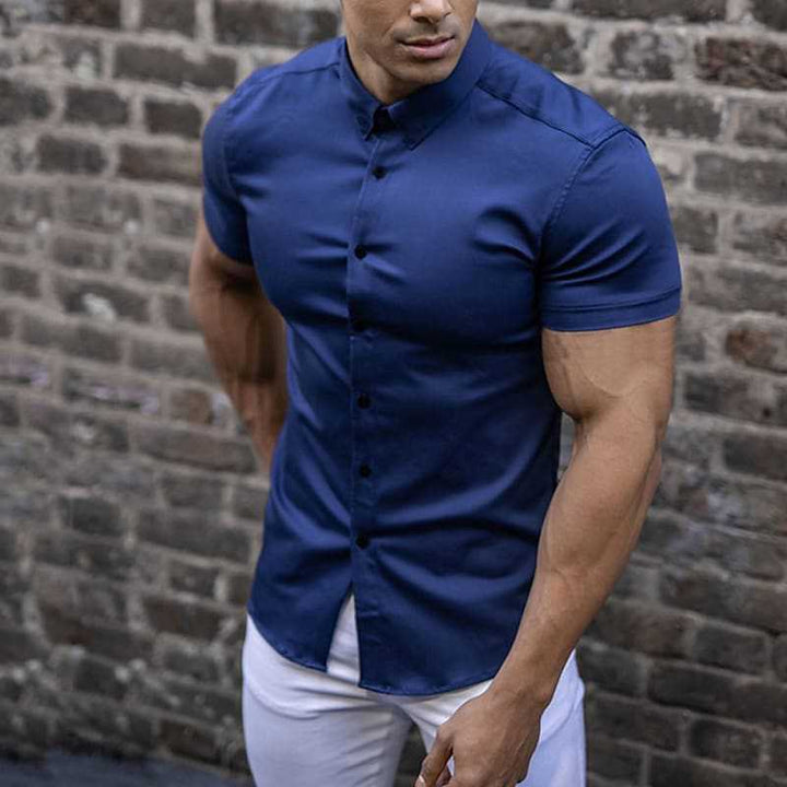 Chemise Homme Manches Courtes Coupe Slim – Col Structuré