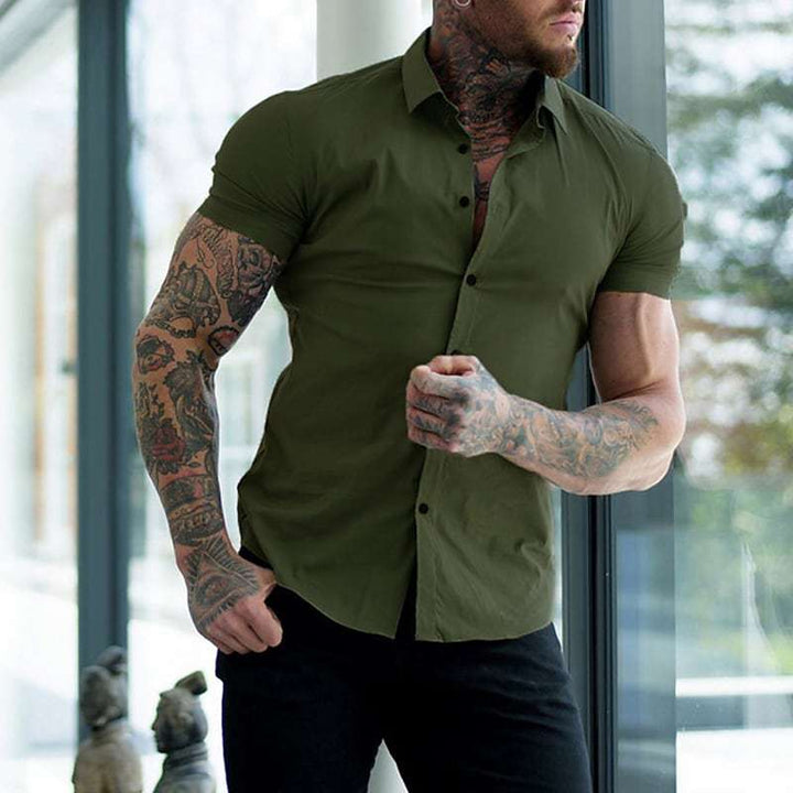 Chemise Homme Manches Courtes Coupe Slim – Col Structuré