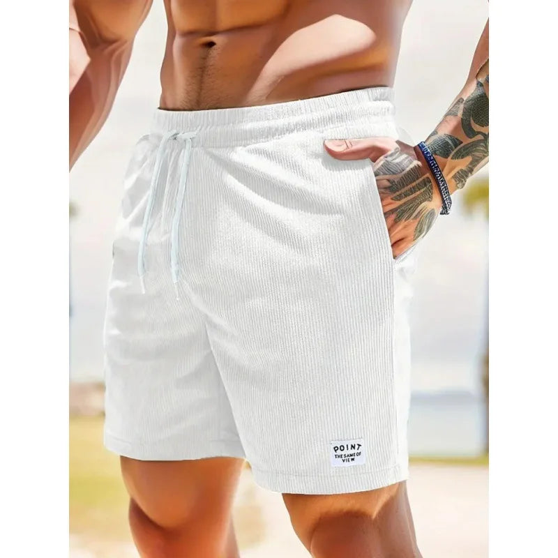 Short de Bain Homme Côtelé – Coupe Décontractée à Cordon Ajustable