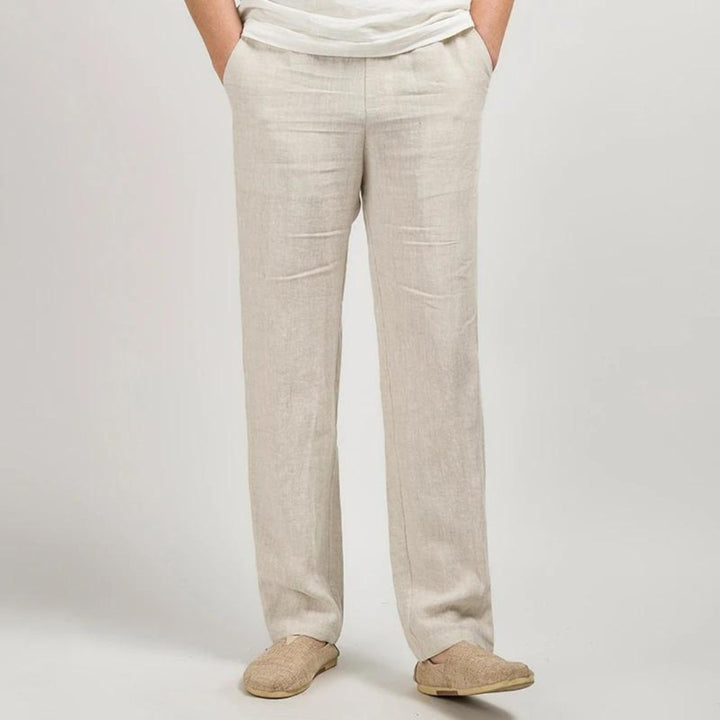 Herren Leinenhose – Gerade geschnitten, mit elastischem Bund, lässig