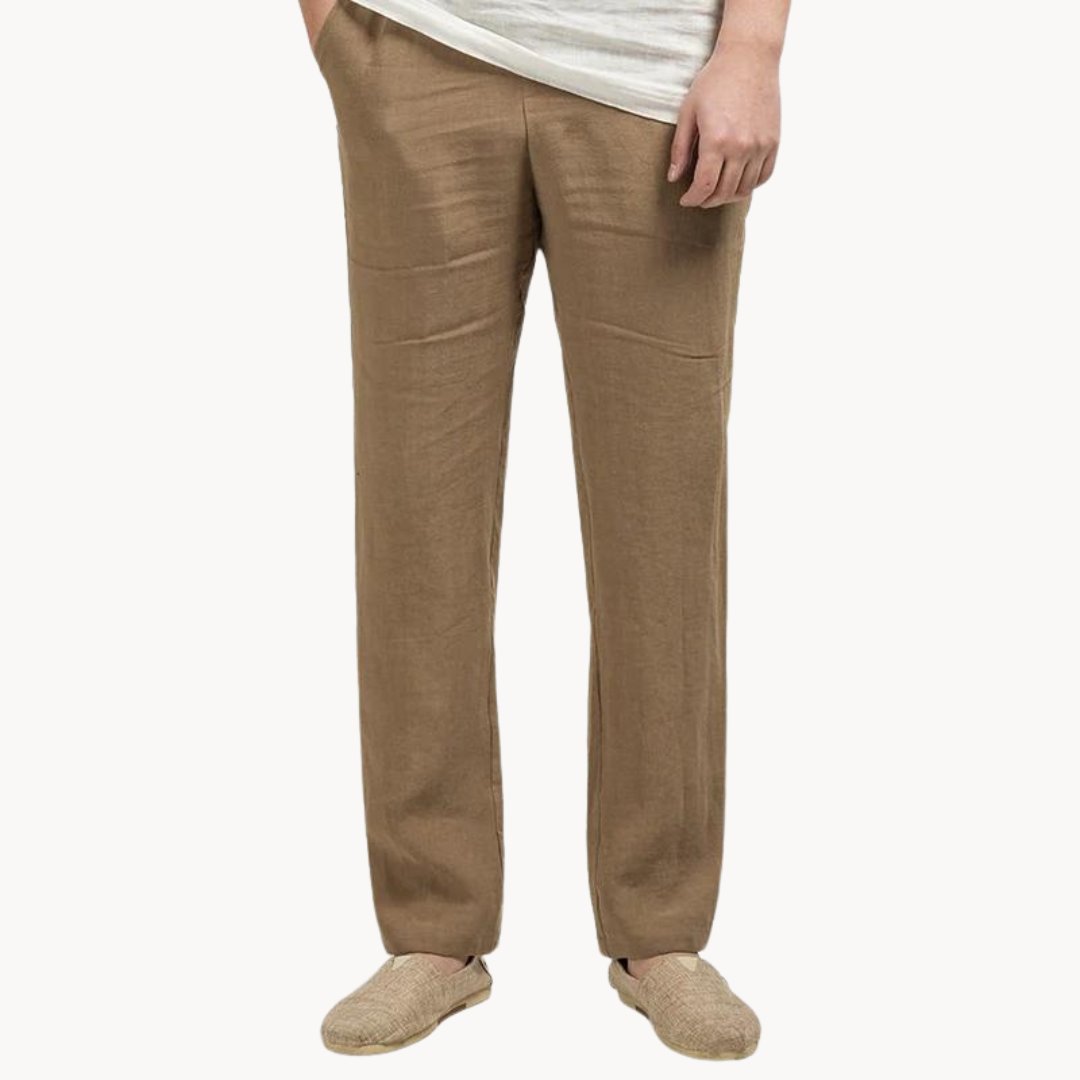 Herren Leinenhose – Gerade geschnitten, mit elastischem Bund, lässig