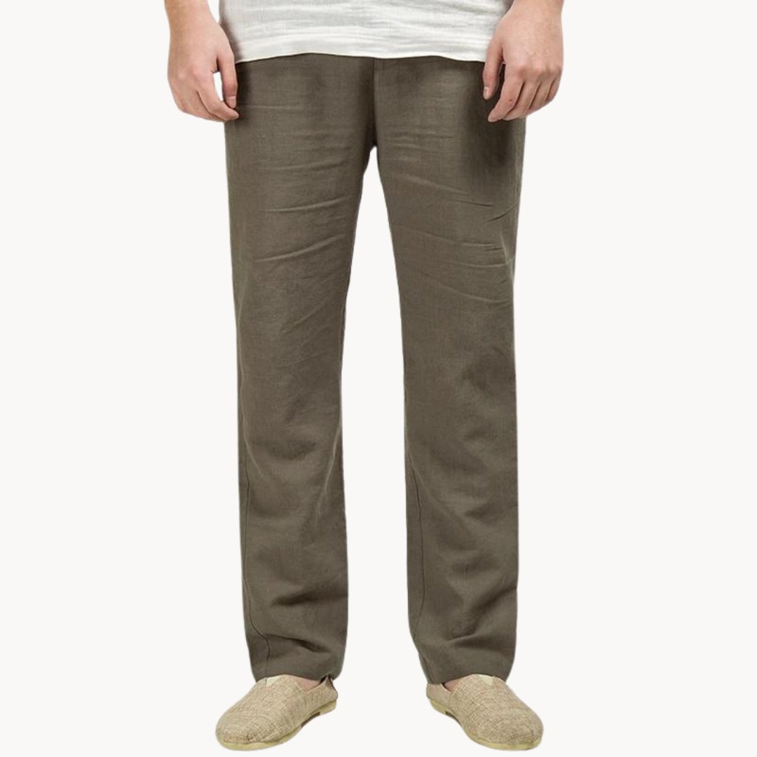 Herren Leinenhose – Gerade geschnitten, mit elastischem Bund, lässig
