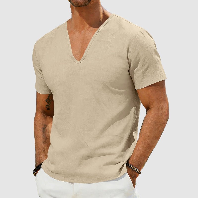 Men's V-Neck T-Shirt Undershirt – Slim Fit Short Sleeve