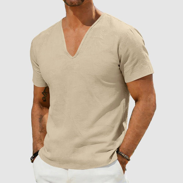 Men's V-Neck T-Shirt Undershirt – Slim Fit Short Sleeve