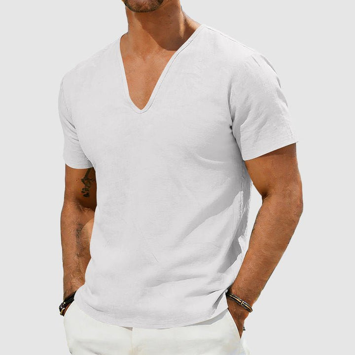 Men's V-Neck T-Shirt Undershirt – Slim Fit Short Sleeve