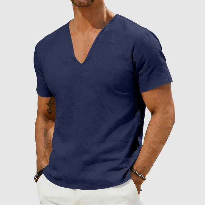 Men's V-Neck T-Shirt Undershirt – Slim Fit Short Sleeve