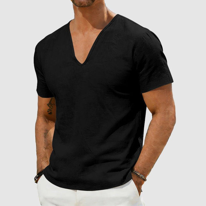 Men's V-Neck T-Shirt Undershirt – Slim Fit Short Sleeve