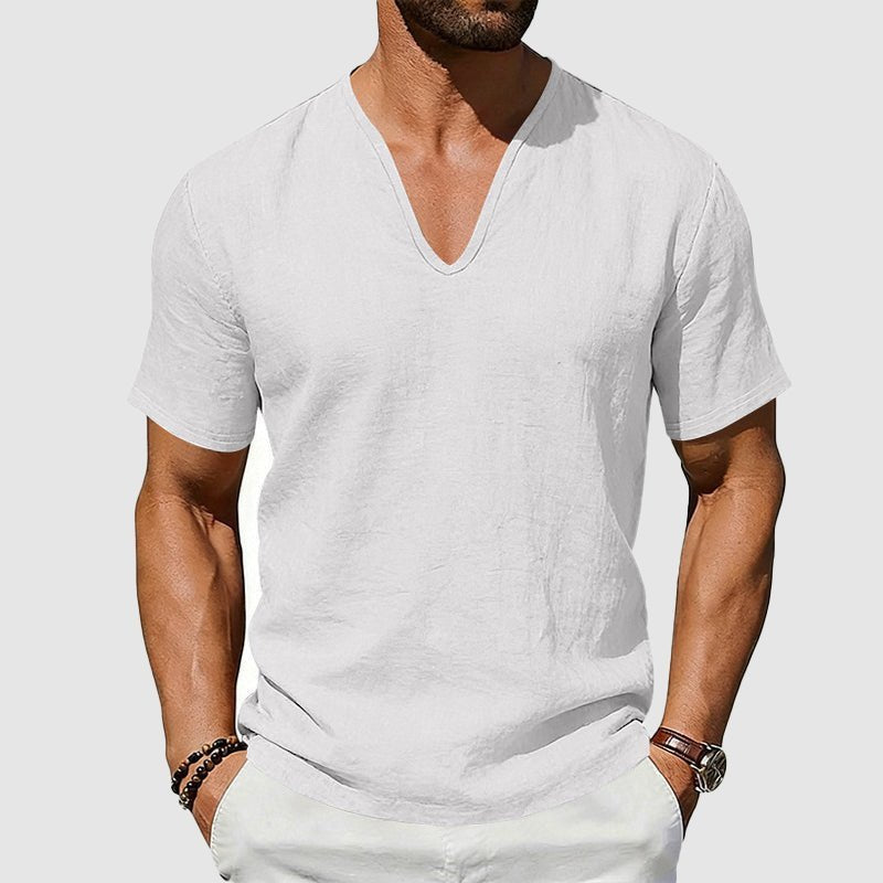 Men's V-Neck T-Shirt Undershirt – Slim Fit Short Sleeve