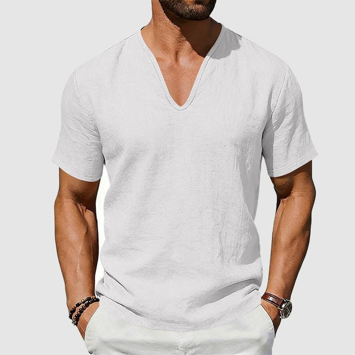 Men's V-Neck T-Shirt Undershirt – Slim Fit Short Sleeve