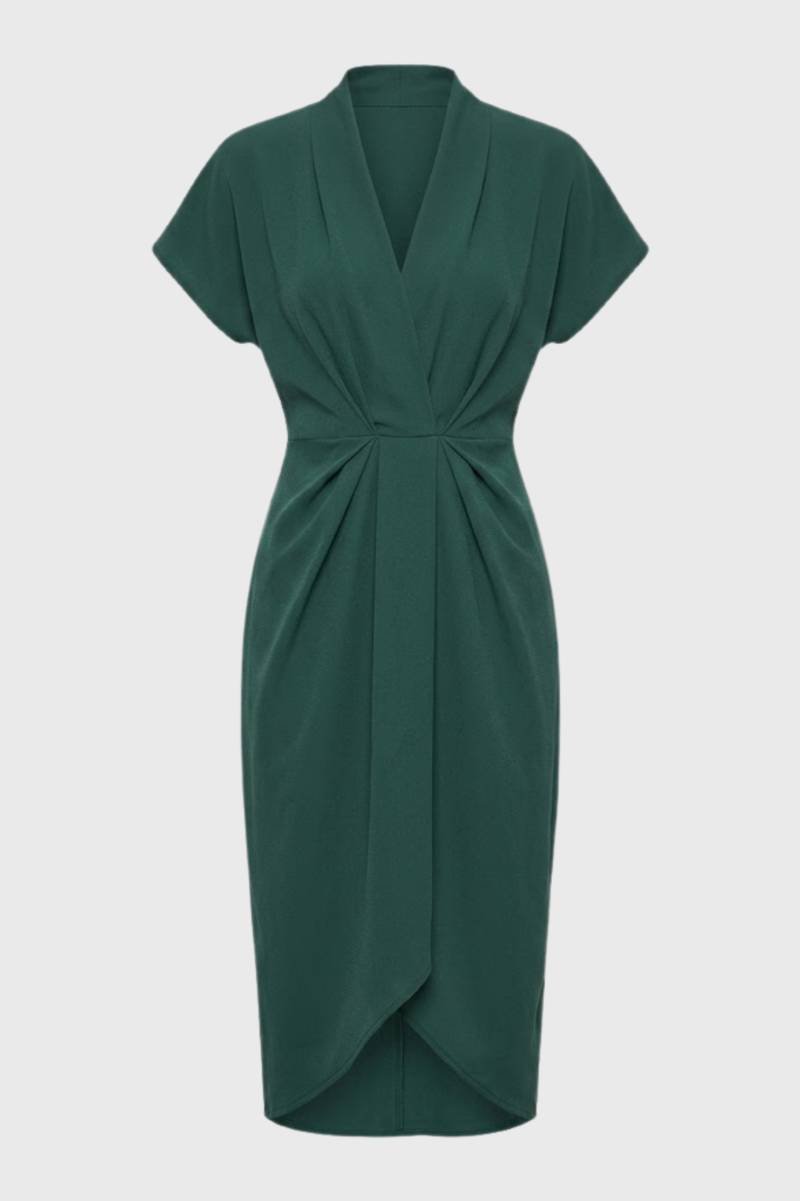 Midi-Wickelkleid für Damen – Eleganter Schnitt mit Plisseefalten