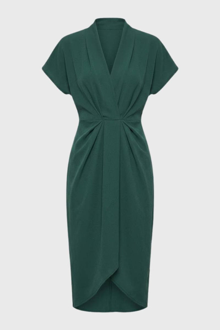 Midi-Wickelkleid für Damen – Eleganter Schnitt mit Plisseefalten