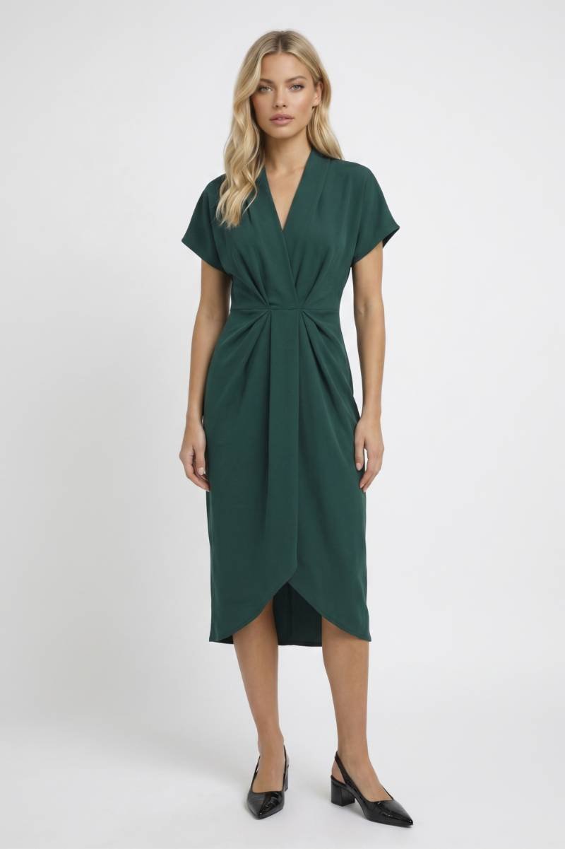 Midi-Wickelkleid für Damen – Eleganter Schnitt mit Plisseefalten