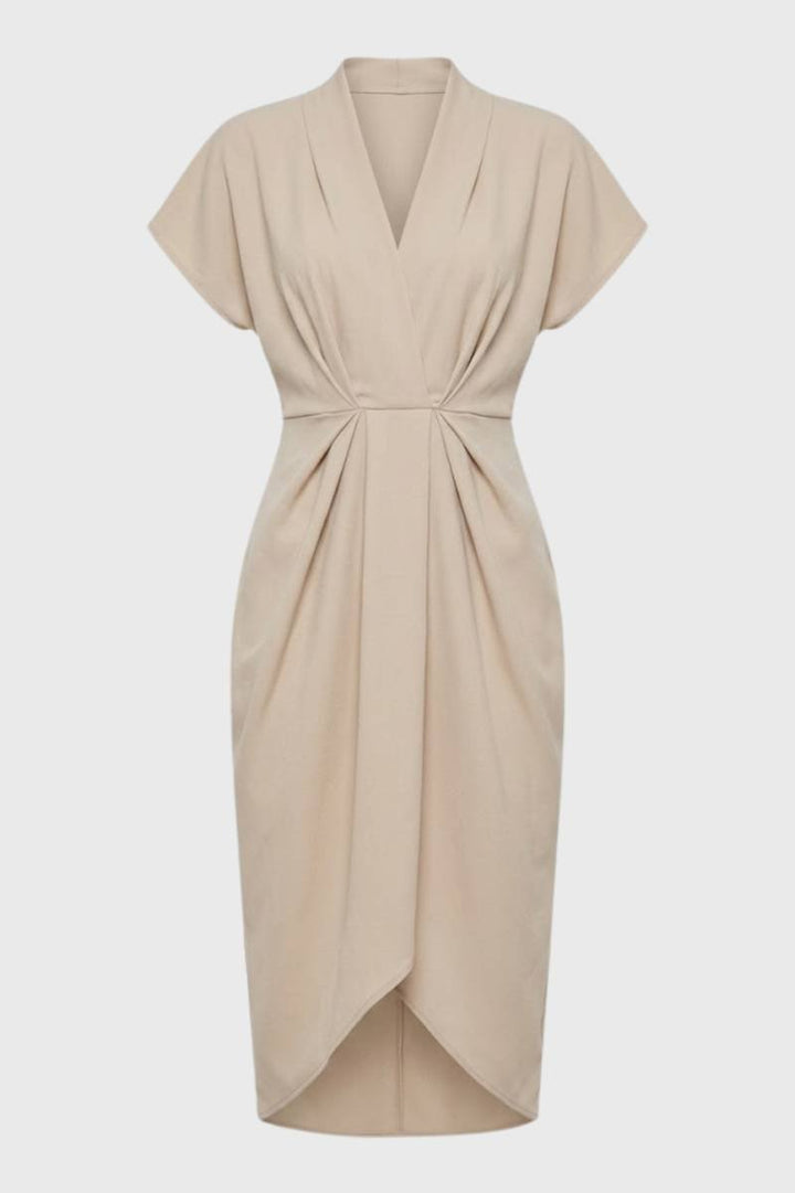 Midi-Wickelkleid für Damen – Eleganter Schnitt mit Plisseefalten