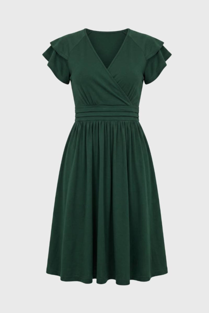 Robe Femme Midi Portefeuille – Manches Papillon et Coupe Flatteuse