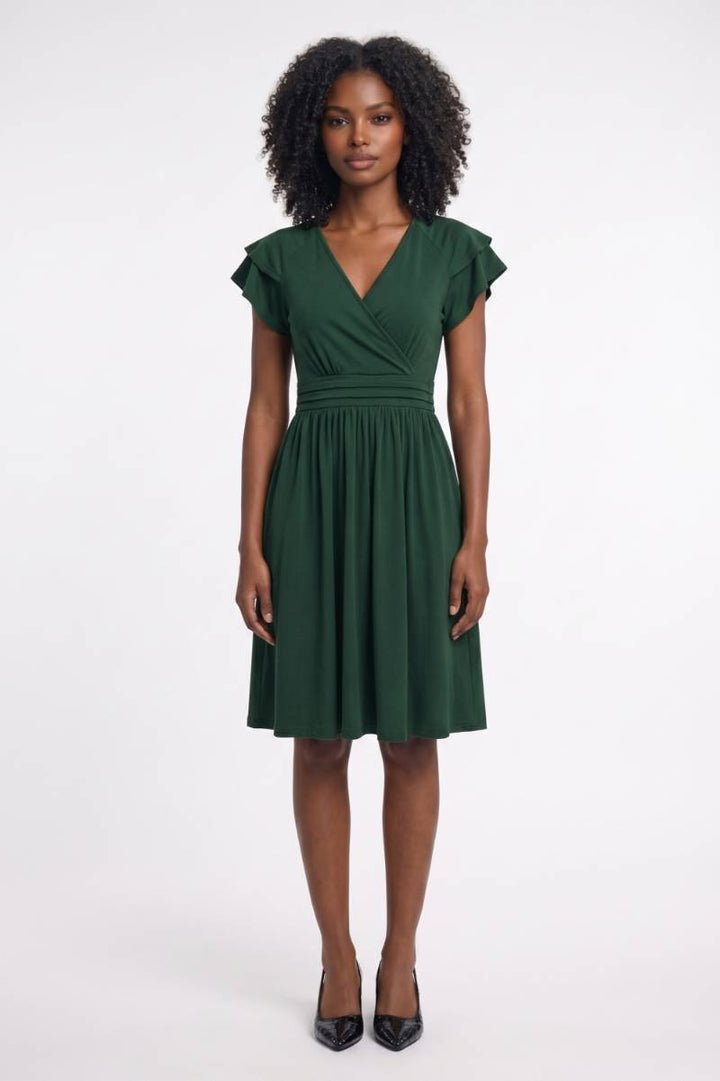 Robe Femme Midi Portefeuille – Manches Papillon et Coupe Flatteuse