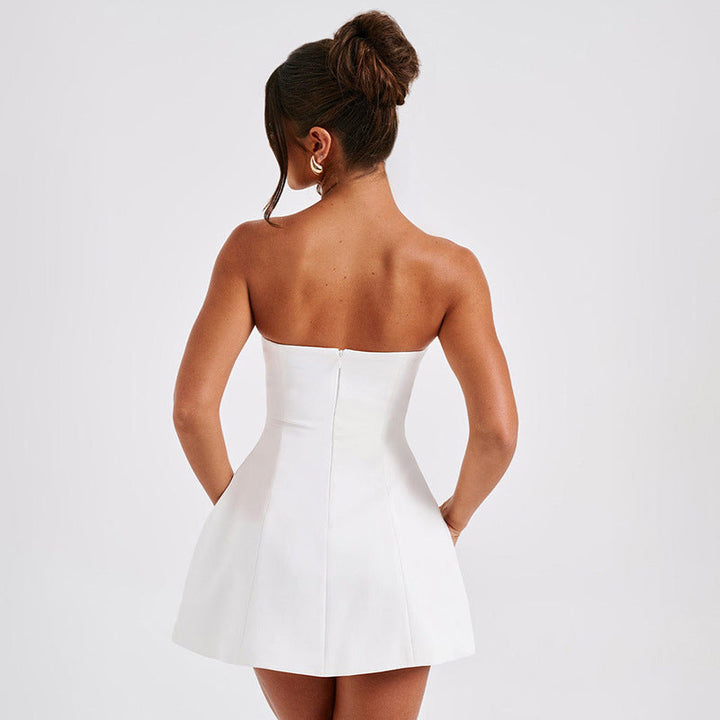 Mini-Bustierkleid für Damen – Strukturierter Schnitt, ausgestellter A-Linien-Rock
