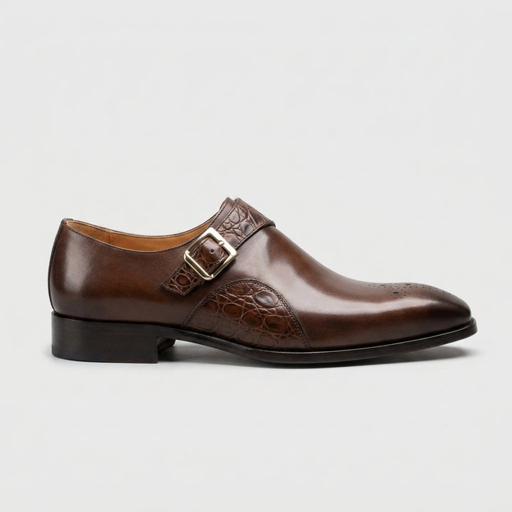 Herren Elegante Lederschuhe mit Mönchriemen aus Rindsleder – Formelles, Geprägtes Design