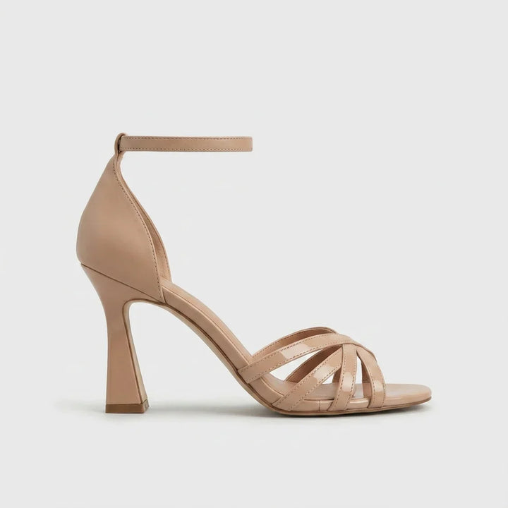 Sandales à Talon Femme en Daim – Multi-Brides Bout Ouvert Talon Bloc